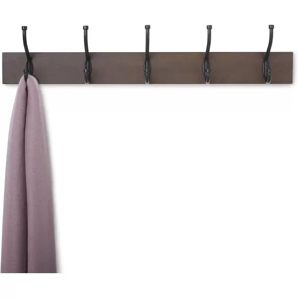 Amazon Basics Rectangular WallMounted Farmhouse Coat Rack 5 Hook Light WalnutEspresso