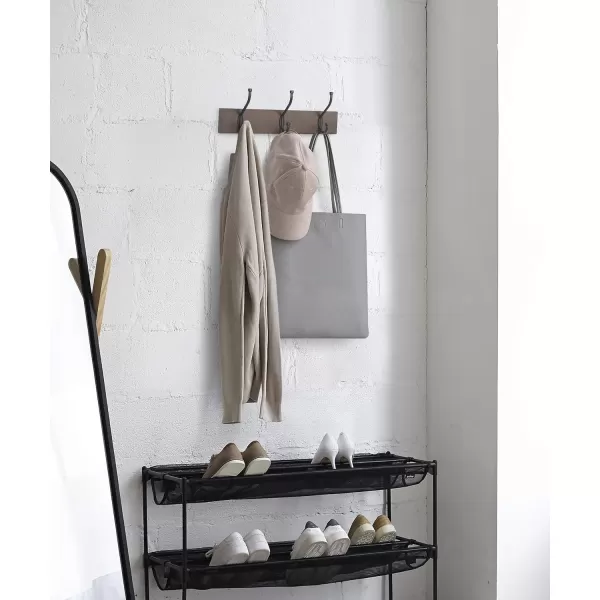 Amazon Basics Rectangular WallMounted Farmhouse Coat Rack 5 Hook Light WalnutEspresso