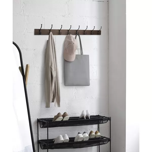 Amazon Basics Rectangular WallMounted Farmhouse Coat Rack 5 Hook Light WalnutEspresso