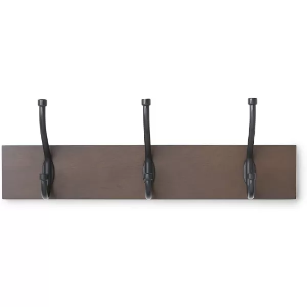 Amazon Basics Rectangular WallMounted Farmhouse Coat Rack 5 Hook Light WalnutEspresso