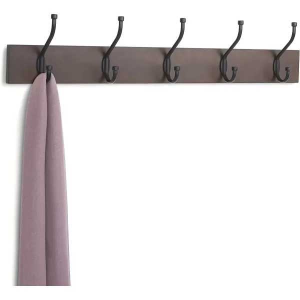 Amazon Basics Rectangular WallMounted Farmhouse Coat Rack 5 Hook Light WalnutEspresso