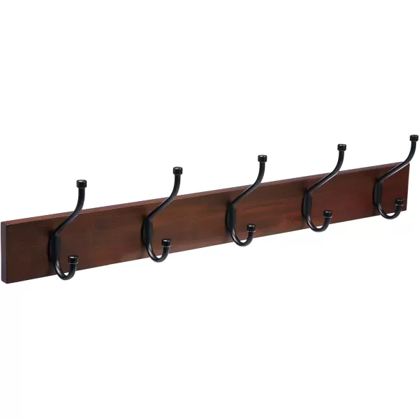 Amazon Basics Rectangular WallMounted Farmhouse Coat Rack 5 Hook Light WalnutEspresso