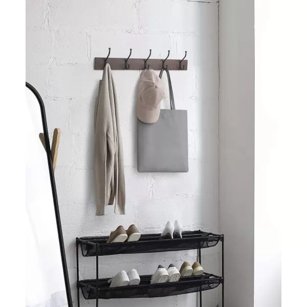 Amazon Basics Rectangular WallMounted Farmhouse Coat Rack 5 Hook Light WalnutEspresso