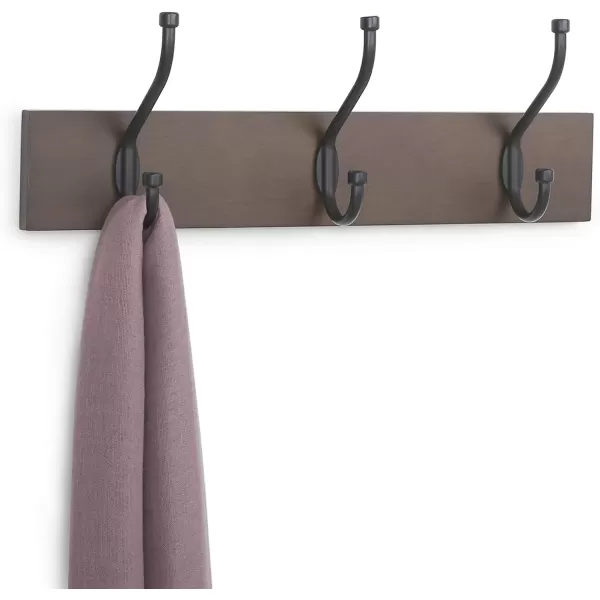 Amazon Basics Rectangular WallMounted Farmhouse Coat Rack 5 Hook Light WalnutEspresso