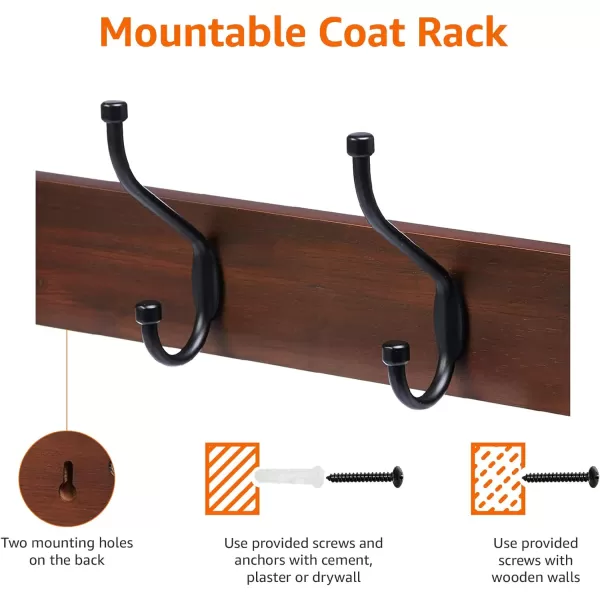 Amazon Basics Rectangular WallMounted Farmhouse Coat Rack 5 Hook Light WalnutLight Walnut