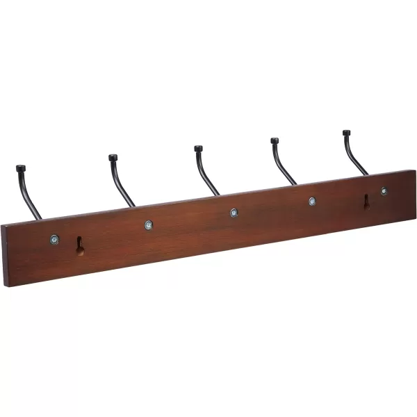 Amazon Basics Rectangular WallMounted Farmhouse Coat Rack 5 Hook Light WalnutLight Walnut