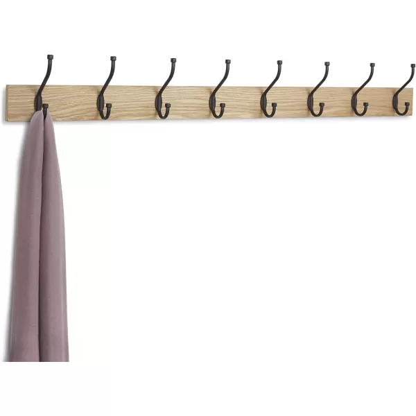 Amazon Basics Rectangular WallMounted Farmhouse Coat Rack 5 Hook Light WalnutNatural