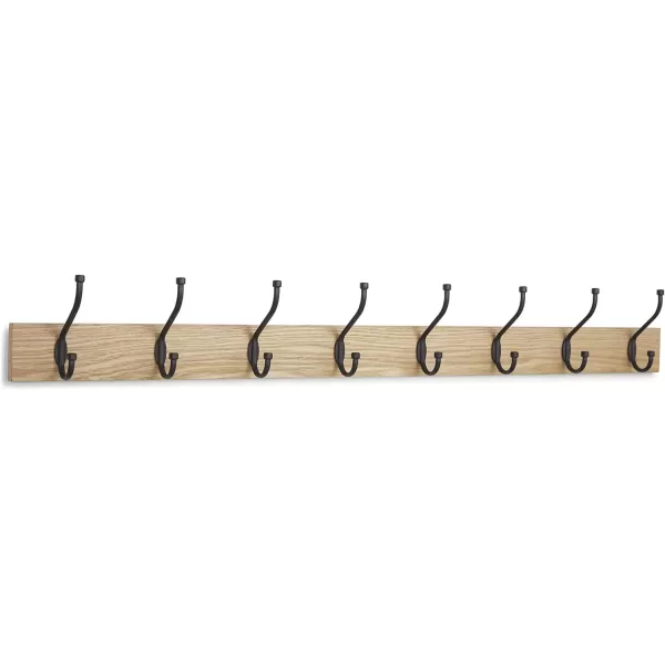 Amazon Basics Rectangular WallMounted Farmhouse Coat Rack 5 Hook Light WalnutNatural