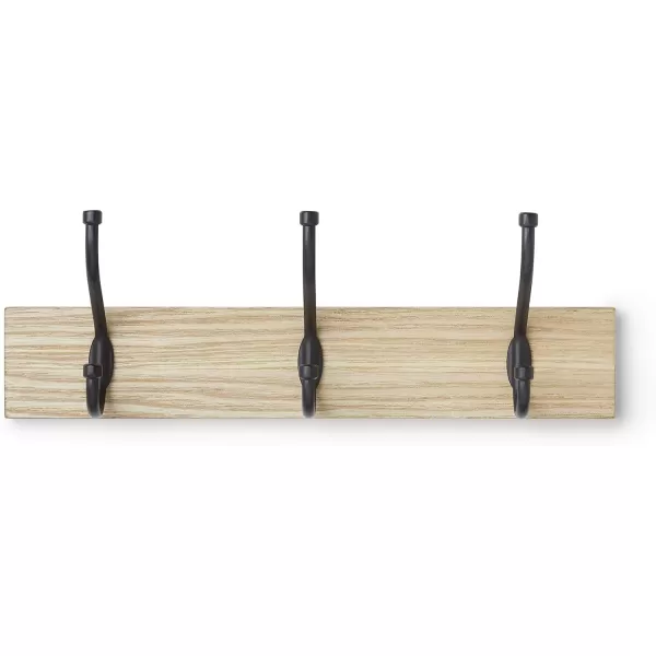 Amazon Basics Rectangular WallMounted Farmhouse Coat Rack 5 Hook Light WalnutNatural