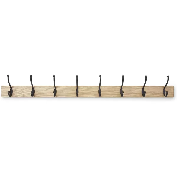 Amazon Basics Rectangular WallMounted Farmhouse Coat Rack 5 Hook Light WalnutNatural