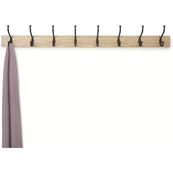 Amazon Basics Rectangular WallMounted Farmhouse Coat Rack 5 Hook Light WalnutNatural