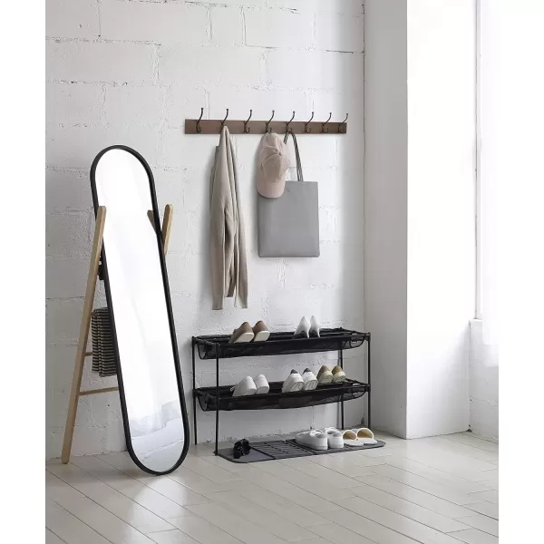 Amazon Basics Rectangular WallMounted Farmhouse Coat Rack 5 Hook Light WalnutWalnut