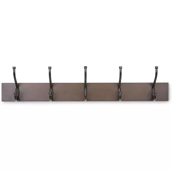 Amazon Basics Rectangular WallMounted Farmhouse Coat Rack 5 Hook Light WalnutWalnut