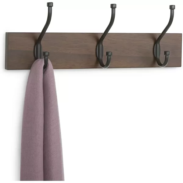 Amazon Basics Rectangular WallMounted Farmhouse Coat Rack 5 Hook Light WalnutWalnut