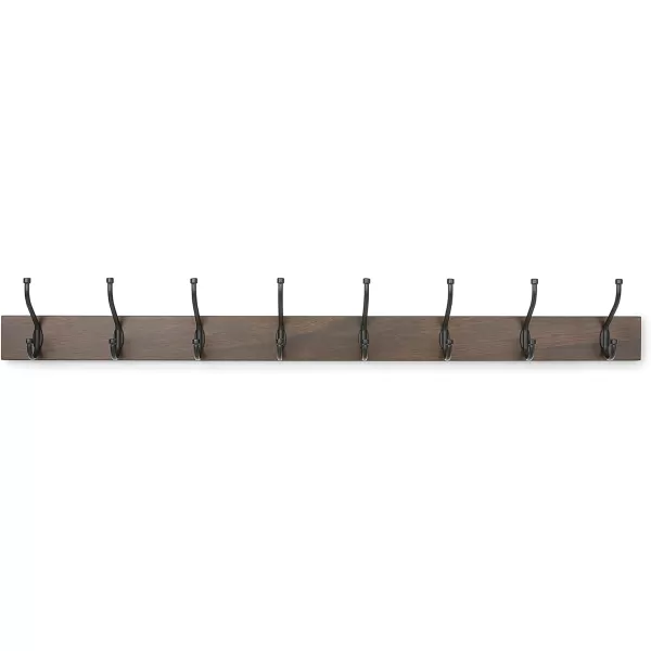 Amazon Basics Rectangular WallMounted Farmhouse Coat Rack 5 Hook Light WalnutWalnut