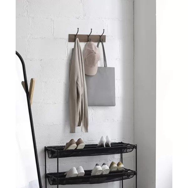 Amazon Basics Rectangular WallMounted Farmhouse Coat Rack 5 Hook Light WalnutWalnut