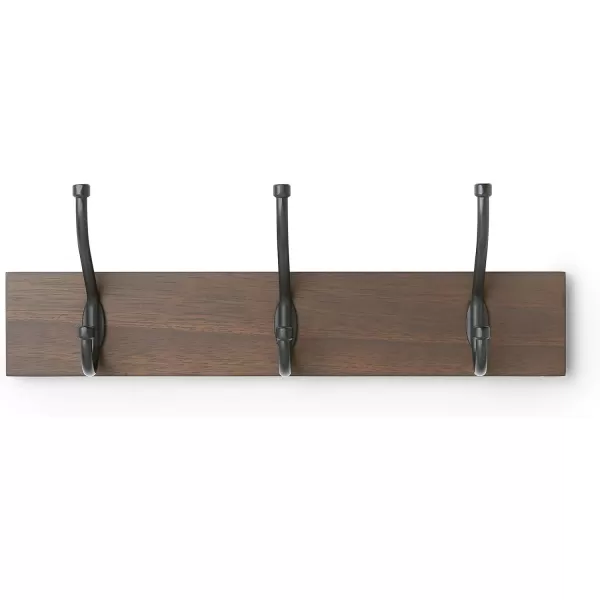 Amazon Basics Rectangular WallMounted Farmhouse Coat Rack 5 Hook Light WalnutWalnut