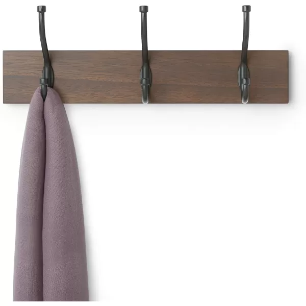 Amazon Basics Rectangular WallMounted Farmhouse Coat Rack 5 Hook Light WalnutWalnut