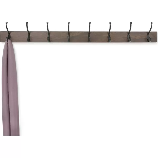 Amazon Basics Rectangular WallMounted Farmhouse Coat Rack 5 Hook Light WalnutWalnut