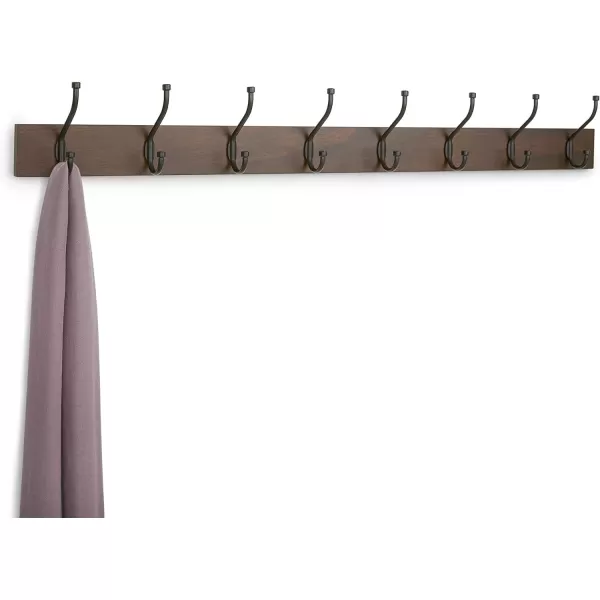 Amazon Basics Rectangular WallMounted Farmhouse Coat Rack 5 Hook Light WalnutWalnut