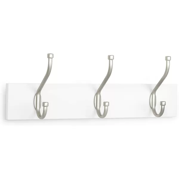 Amazon Basics Rectangular WallMounted Farmhouse Coat Rack 5 Hook Light WalnutWhite