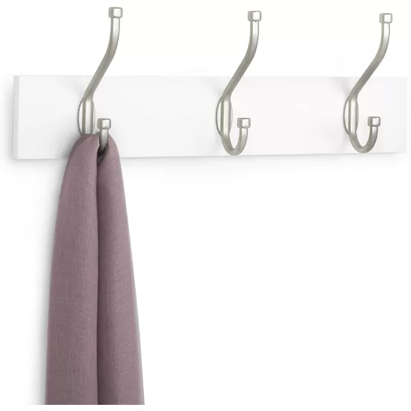 Amazon Basics Rectangular WallMounted Farmhouse Coat Rack 5 Hook Light WalnutWhite