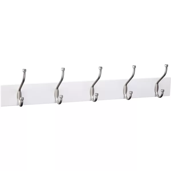 Amazon Basics Rectangular WallMounted Farmhouse Coat Rack 5 Hook Light WalnutWhite