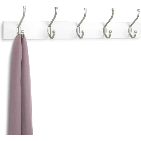 Amazon Basics Rectangular WallMounted Farmhouse Coat Rack 5 Hook Light WalnutWhite