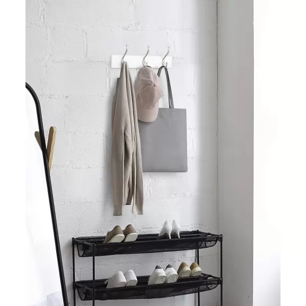 Amazon Basics Rectangular WallMounted Farmhouse Coat Rack 5 Hook Light WalnutWhite