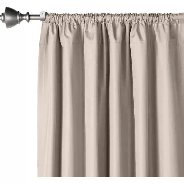 Amazon Basics Room Darkening Blackout Window Curtain with Grommets 52 x 84 Inches White  Set of 2Beige