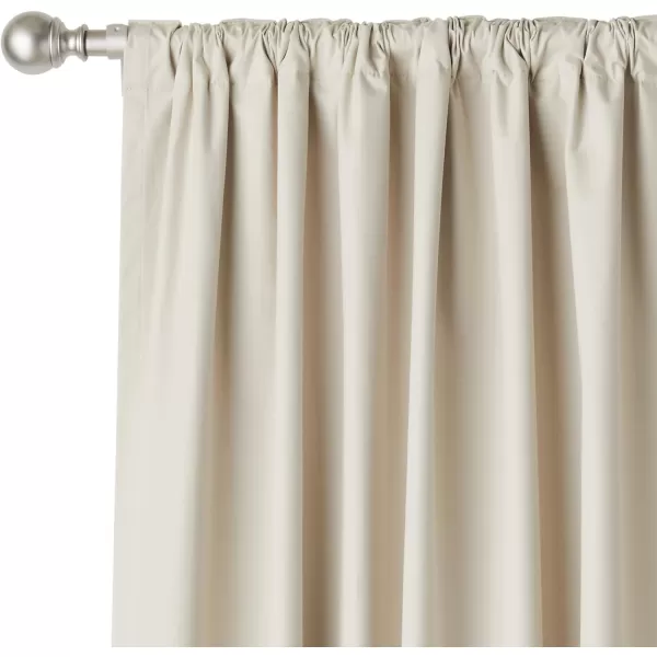 Amazon Basics Room Darkening Blackout Window Curtain with Grommets 52 x 84 Inches White  Set of 2Beige