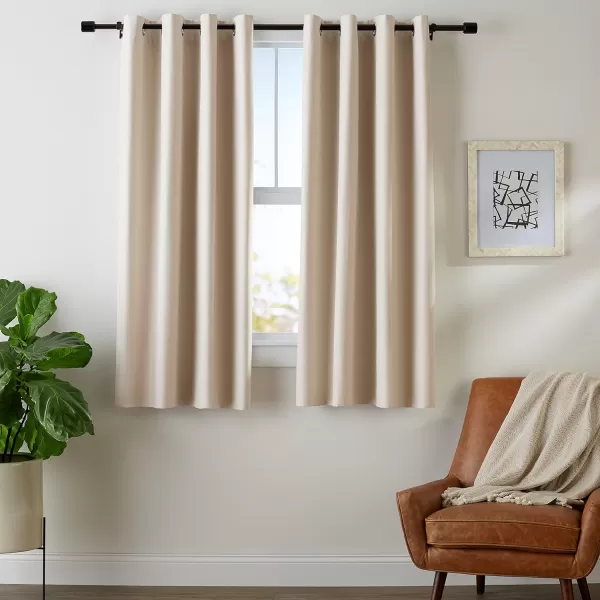 Amazon Basics Room Darkening Blackout Window Curtain with Grommets 52 x 84 Inches White  Set of 2Beige