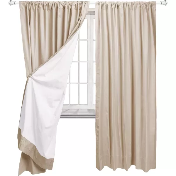 Amazon Basics Room Darkening Blackout Window Curtain with Grommets 52 x 84 Inches White  Set of 2Beige