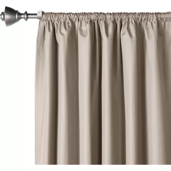 Amazon Basics Room Darkening Blackout Window Curtain with Grommets 52 x 84 Inches White  Set of 2Beige