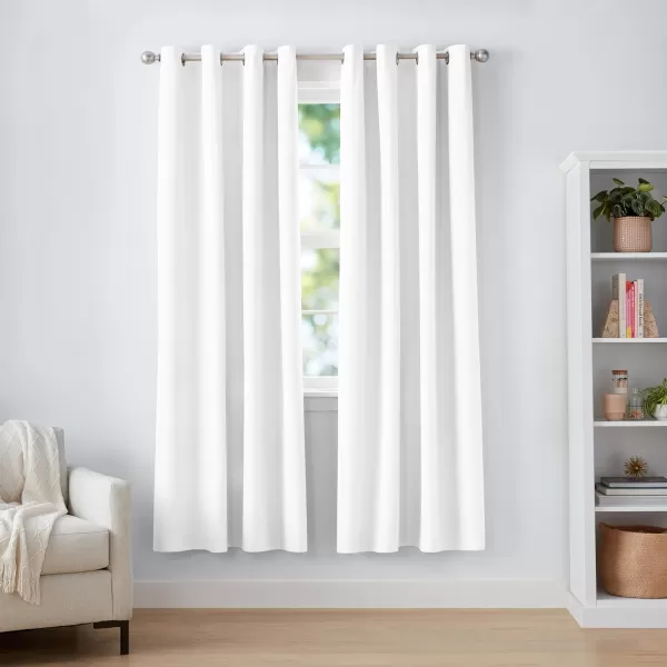 Amazon Basics Room Darkening Blackout Window Curtain with Grommets 52 x 84 Inches White  Set of 2Beige