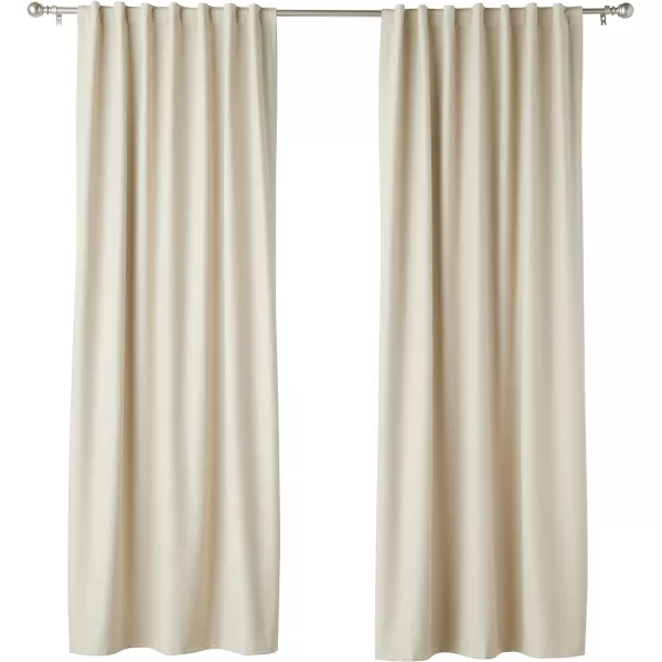 Amazon Basics Room Darkening Blackout Window Curtain with Grommets 52 x 84 Inches White  Set of 2Beige