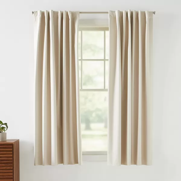 Amazon Basics Room Darkening Blackout Window Curtain with Grommets 52 x 84 Inches White  Set of 2Beige