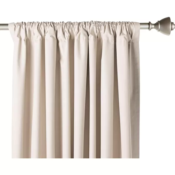 Amazon Basics Room Darkening Blackout Window Curtain with Grommets 52 x 84 Inches White  Set of 2Beige