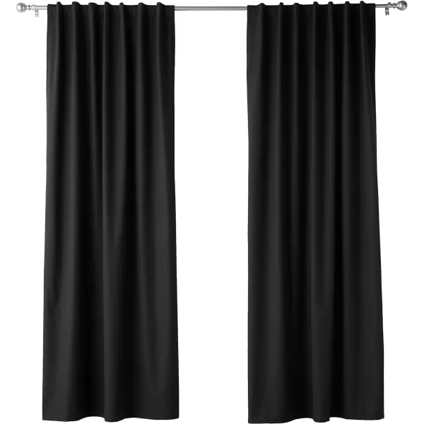 Amazon Basics Room Darkening Blackout Window Curtain with Grommets 52 x 84 Inches White  Set of 2Black