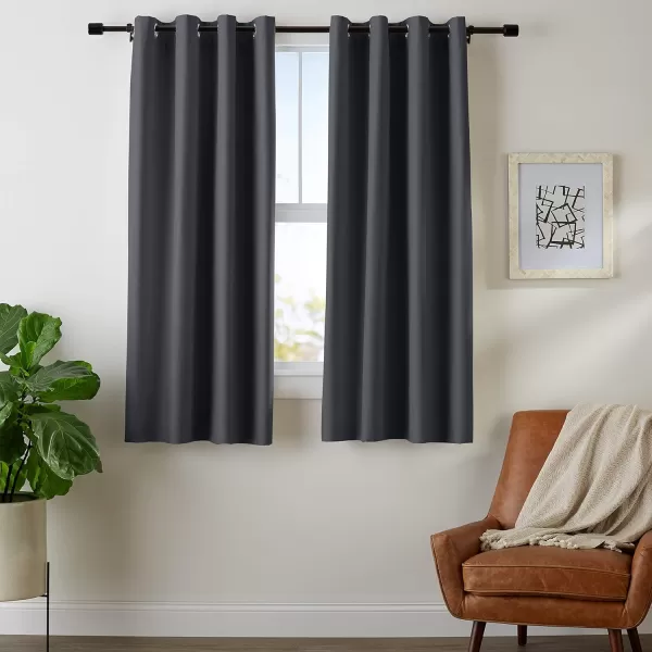 Amazon Basics Room Darkening Blackout Window Curtain with Grommets 52 x 84 Inches White  Set of 2Black