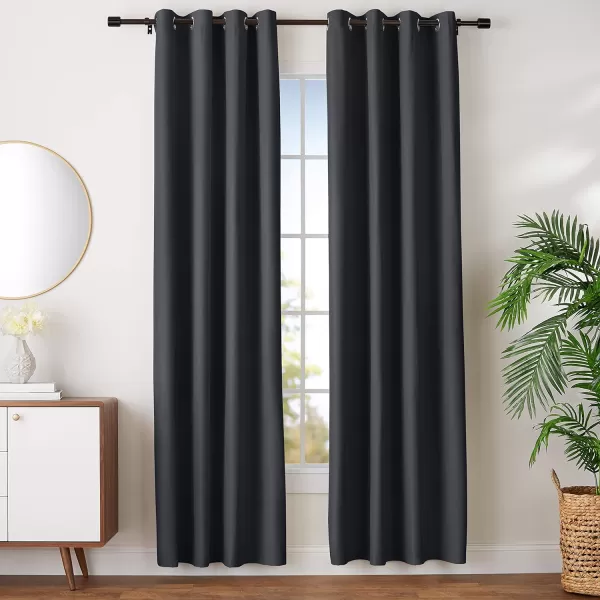 Amazon Basics Room Darkening Blackout Window Curtain with Grommets 52 x 84 Inches White  Set of 2Black
