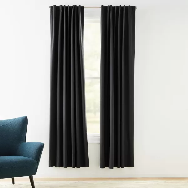 Amazon Basics Room Darkening Blackout Window Curtain with Grommets 52 x 84 Inches White  Set of 2Black