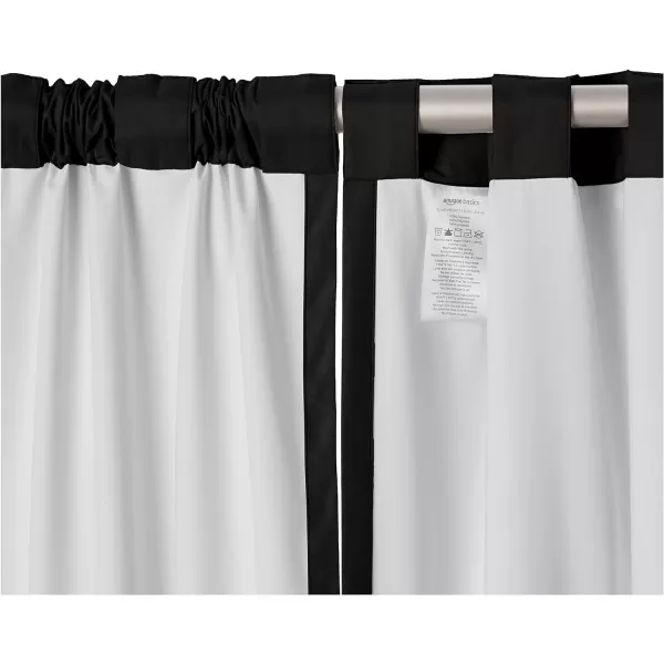 Amazon Basics Room Darkening Blackout Window Curtain with Grommets 52 x 84 Inches White  Set of 2Black