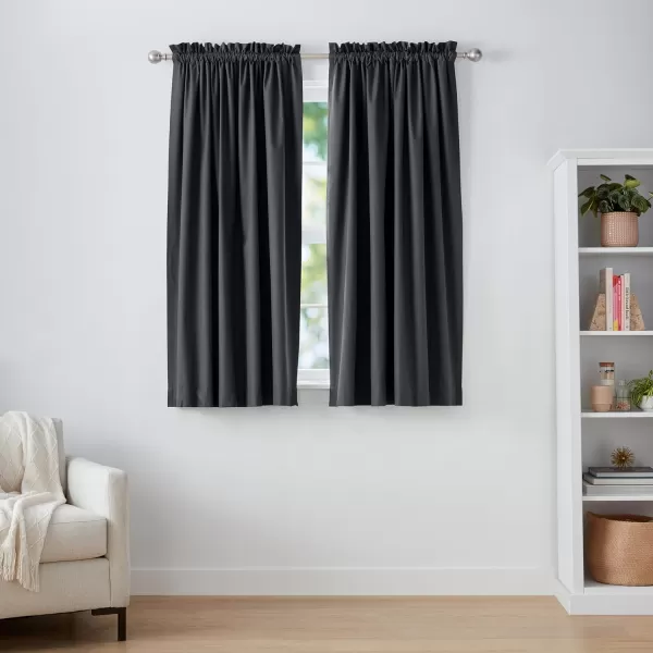 Amazon Basics Room Darkening Blackout Window Curtain with Grommets 52 x 84 Inches White  Set of 2Black