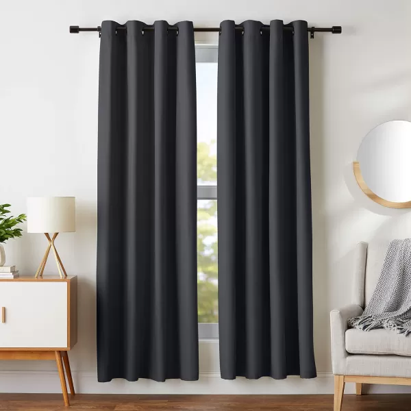 Amazon Basics Room Darkening Blackout Window Curtain with Grommets 52 x 84 Inches White  Set of 2Black