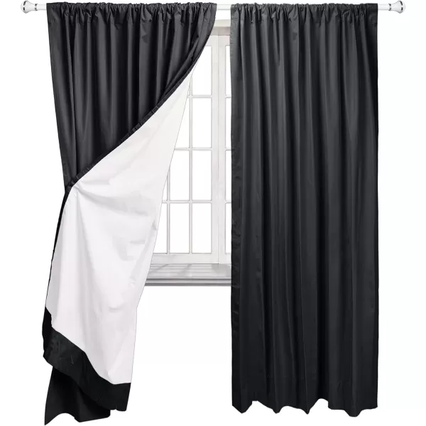 Amazon Basics Room Darkening Blackout Window Curtain with Grommets 52 x 84 Inches White  Set of 2Black