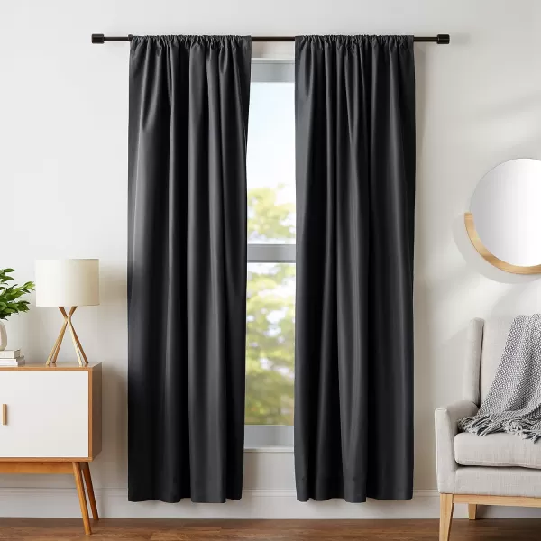 Amazon Basics Room Darkening Blackout Window Curtain with Grommets 52 x 84 Inches White  Set of 2Black