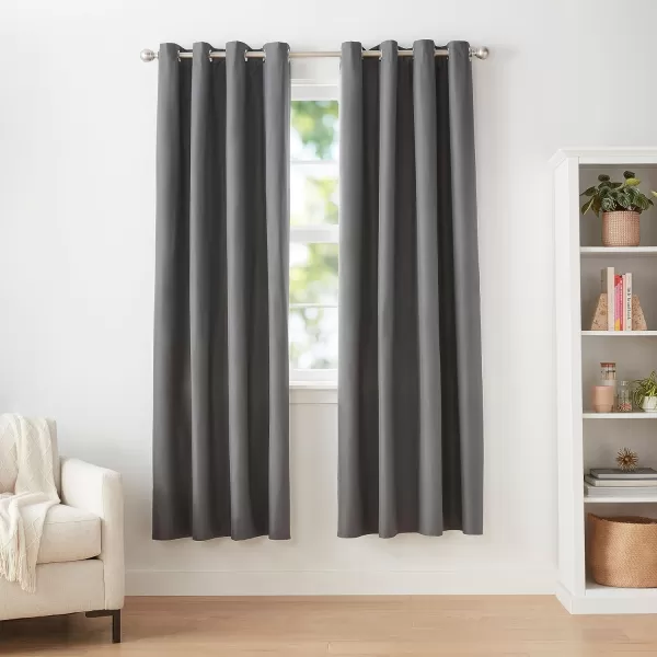 Amazon Basics Room Darkening Blackout Window Curtain with Grommets 52 x 84 Inches White  Set of 2Dark Gray