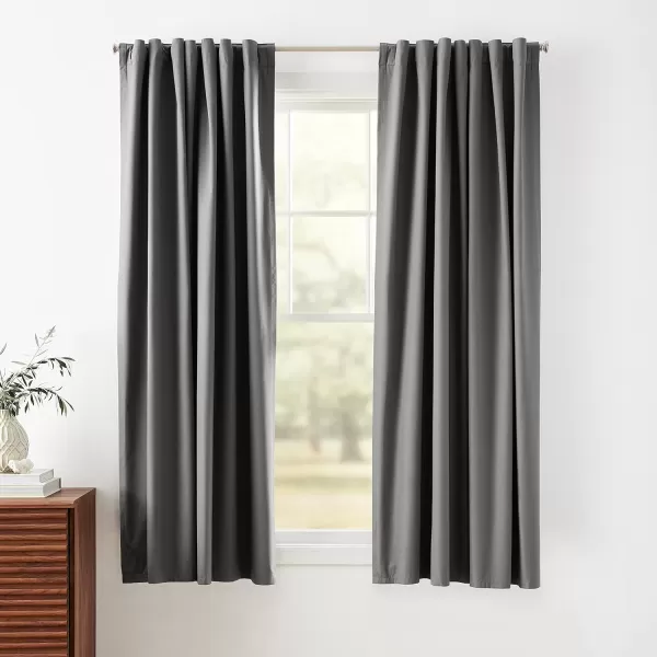 Amazon Basics Room Darkening Blackout Window Curtain with Grommets 52 x 84 Inches White  Set of 2Dark Gray