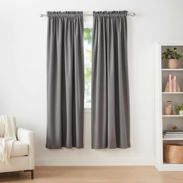 Amazon Basics Room Darkening Blackout Window Curtain with Grommets 52 x 84 Inches White  Set of 2Dark Gray